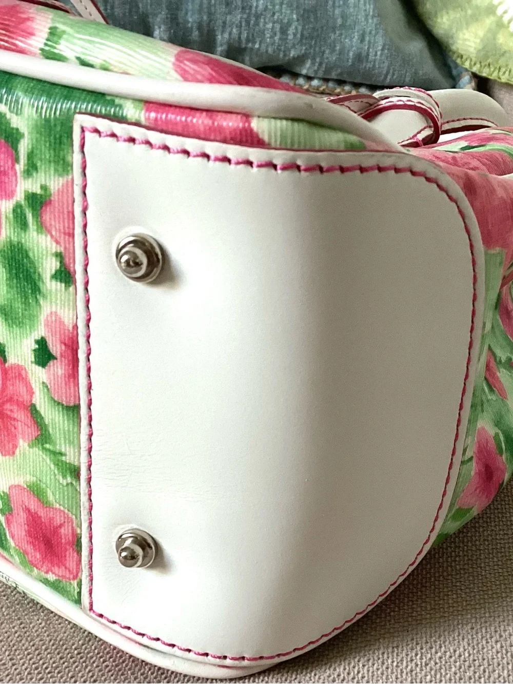 Dooney & Bourke White & Pink Floral Satchel - Picture 6 of 16